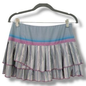 Lucky in Love Gray Blue Lavender Ruffle Tennis Pickleball Golf Skort. Women Sz M